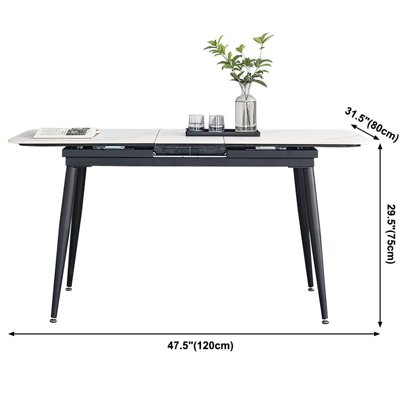 4-foot Stone Dinette Table Industrial Style Rectangle Dining Table with Drop Leaf Clearhalo ' dining_table' 'Dining Tables & Seating' 'Dining Tables' 'furn' 'furn_dining_table' 'Furniture' 'furniture_dining_table' 'Kitchen & Dining Furniture' 'kitchen&dining_furn' 'kitchen' 'kitchen_dining_table' 3958910