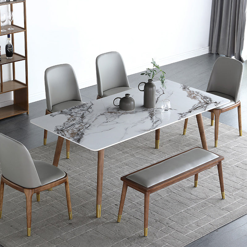 Rectangle Dining Site Table Stone Dining Room Collection with Solid Wood Base Clearhalo ' dining_table' 'Dining Tables & Seating' 'Dining Tables' 'furn' 'furn_dining_table' 'Furniture' 'furniture_dining_table' 'Kitchen & Dining Furniture' 'kitchen&dining_furn' 'kitchen' 'kitchen_dining_table' 3958930