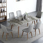 Rectangle Dining Site Table Stone Dining Room Collection with Solid Wood Base Gray Without Chairs Clearhalo ' dining_table' 'Dining Tables & Seating' 'Dining Tables' 'furn' 'furn_dining_table' 'Furniture' 'furniture_dining_table' 'Kitchen & Dining Furniture' 'kitchen&dining_furn' 'kitchen' 'kitchen_dining_table' 3958932