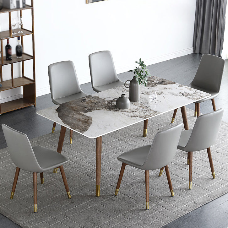 Rectangle Dining Site Table Stone Dining Room Collection with Solid Wood Base Pandora Gold Without Chairs Clearhalo ' dining_table' 'Dining Tables & Seating' 'Dining Tables' 'furn' 'furn_dining_table' 'Furniture' 'furniture_dining_table' 'Kitchen & Dining Furniture' 'kitchen&dining_furn' 'kitchen' 'kitchen_dining_table' 3958935