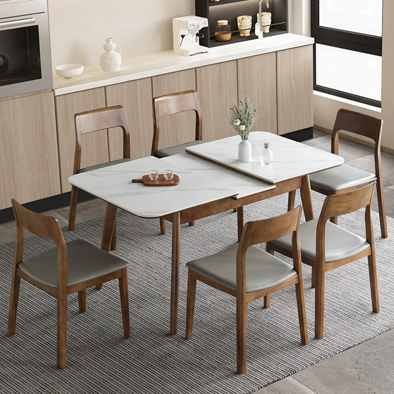 Rectangle Extendable Stone Dining Site Table Traditional Luxury 4 Legs Dinette Table Clearhalo ' dining_table' 'Dining Tables & Seating' 'Dining Tables' 'furn' 'furn_dining_table' 'Furniture' 'furniture_dining_table' 'Kitchen & Dining Furniture' 'kitchen&dining_furn' 'kitchen' 'kitchen_dining_table' 3958947