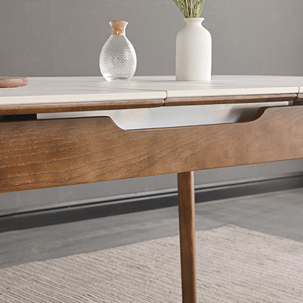 Rectangle Extendable Stone Dining Site Table Traditional Luxury 4 Legs Dinette Table Clearhalo ' dining_table' 'Dining Tables & Seating' 'Dining Tables' 'furn' 'furn_dining_table' 'Furniture' 'furniture_dining_table' 'Kitchen & Dining Furniture' 'kitchen&dining_furn' 'kitchen' 'kitchen_dining_table' 3958953