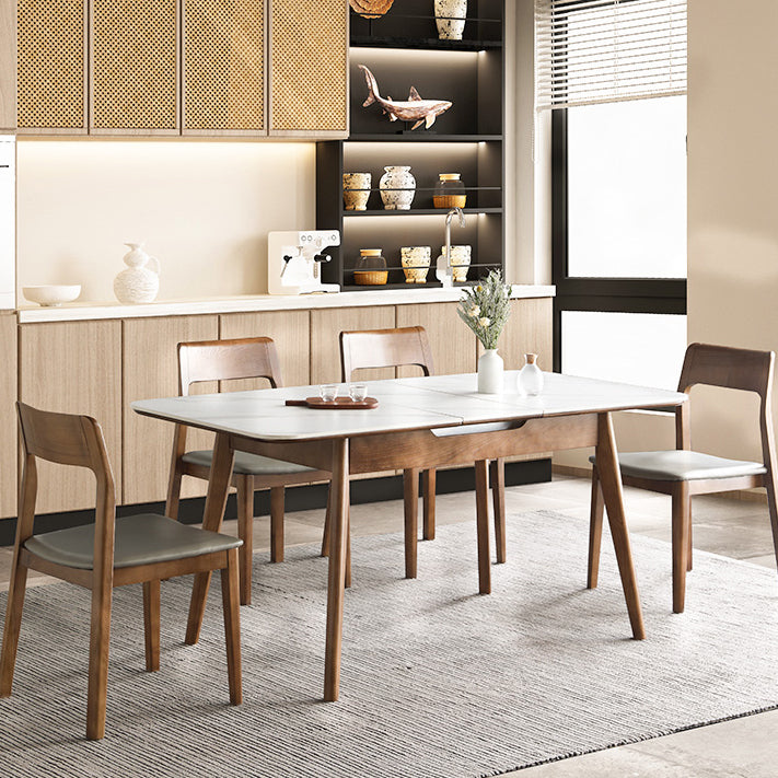 Rectangle Extendable Stone Dining Site Table Traditional Luxury 4 Legs Dinette Table Clearhalo ' dining_table' 'Dining Tables & Seating' 'Dining Tables' 'furn' 'furn_dining_table' 'Furniture' 'furniture_dining_table' 'Kitchen & Dining Furniture' 'kitchen&dining_furn' 'kitchen' 'kitchen_dining_table' 3958956