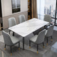 Industrial Sintered Stone Dining Table Carbon Steel Base Rectangle Table for Home Clearhalo ' dining_table' 'Dining Tables & Seating' 'Dining Tables' 'furn' 'furn_dining_table' 'Furniture' 'furniture_dining_table' 'Kitchen & Dining Furniture' 'kitchen&dining_furn' 'kitchen' 'kitchen_dining_table' 3958963