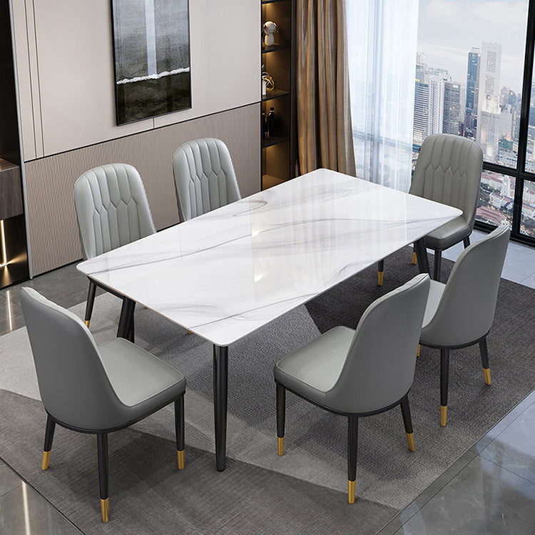 Industrial Sintered Stone Dining Table Carbon Steel Base Rectangle Table for Home Clearhalo ' dining_table' 'Dining Tables & Seating' 'Dining Tables' 'furn' 'furn_dining_table' 'Furniture' 'furniture_dining_table' 'Kitchen & Dining Furniture' 'kitchen&dining_furn' 'kitchen' 'kitchen_dining_table' 3958963