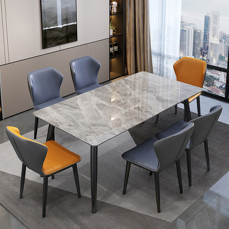 Industrial Sintered Stone Dining Table Carbon Steel Base Rectangle Table for Home Gray Without Chairs Clearhalo ' dining_table' 'Dining Tables & Seating' 'Dining Tables' 'furn' 'furn_dining_table' 'Furniture' 'furniture_dining_table' 'Kitchen & Dining Furniture' 'kitchen&dining_furn' 'kitchen' 'kitchen_dining_table' 3958964