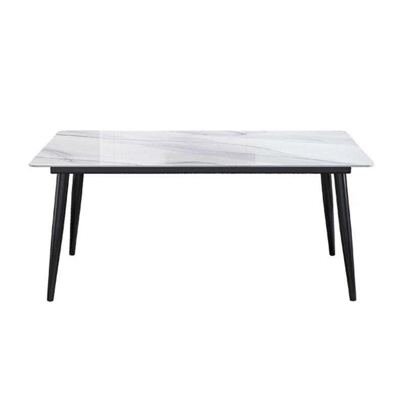 Industrial Sintered Stone Dining Table Carbon Steel Base Rectangle Table for Home White Without Chairs Clearhalo ' dining_table' 'Dining Tables & Seating' 'Dining Tables' 'furn' 'furn_dining_table' 'Furniture' 'furniture_dining_table' 'Kitchen & Dining Furniture' 'kitchen&dining_furn' 'kitchen' 'kitchen_dining_table' 3958966