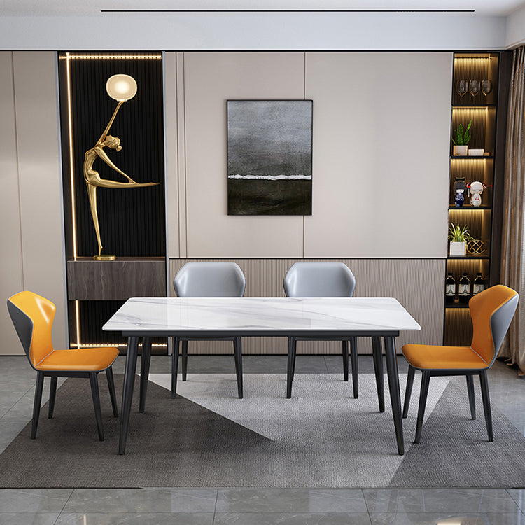 Industrial Sintered Stone Dining Table Carbon Steel Base Rectangle Table for Home Clearhalo ' dining_table' 'Dining Tables & Seating' 'Dining Tables' 'furn' 'furn_dining_table' 'Furniture' 'furniture_dining_table' 'Kitchen & Dining Furniture' 'kitchen&dining_furn' 'kitchen' 'kitchen_dining_table' 3958971