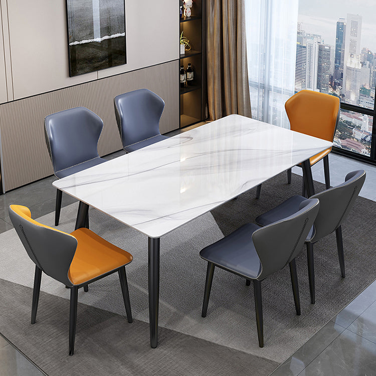 Industrial Sintered Stone Dining Table Carbon Steel Base Rectangle Table for Home Clearhalo ' dining_table' 'Dining Tables & Seating' 'Dining Tables' 'furn' 'furn_dining_table' 'Furniture' 'furniture_dining_table' 'Kitchen & Dining Furniture' 'kitchen&dining_furn' 'kitchen' 'kitchen_dining_table' 3958972
