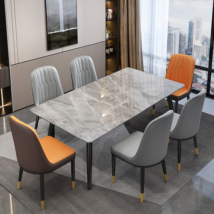 Industrial Sintered Stone Dining Table Carbon Steel Base Rectangle Table for Home Clearhalo ' dining_table' 'Dining Tables & Seating' 'Dining Tables' 'furn' 'furn_dining_table' 'Furniture' 'furniture_dining_table' 'Kitchen & Dining Furniture' 'kitchen&dining_furn' 'kitchen' 'kitchen_dining_table' 3958973