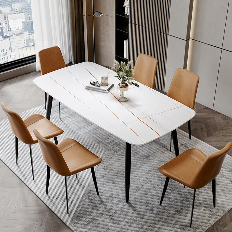 Industrial Home Sintered Stone Scratch Resistant Dining Table 4 Legs Base Rectangle Table Clearhalo ' dining_table' 'Dining Tables & Seating' 'Dining Tables' 'furn' 'furn_dining_table' 'Furniture' 'furniture_dining_table' 'Kitchen & Dining Furniture' 'kitchen&dining_furn' 'kitchen' 'kitchen_dining_table' 3958981