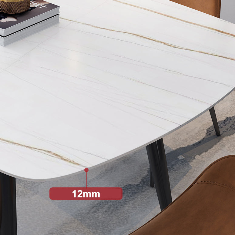 Industrial Home Sintered Stone Scratch Resistant Dining Table 4 Legs Base Rectangle Table Clearhalo ' dining_table' 'Dining Tables & Seating' 'Dining Tables' 'furn' 'furn_dining_table' 'Furniture' 'furniture_dining_table' 'Kitchen & Dining Furniture' 'kitchen&dining_furn' 'kitchen' 'kitchen_dining_table' 3958986