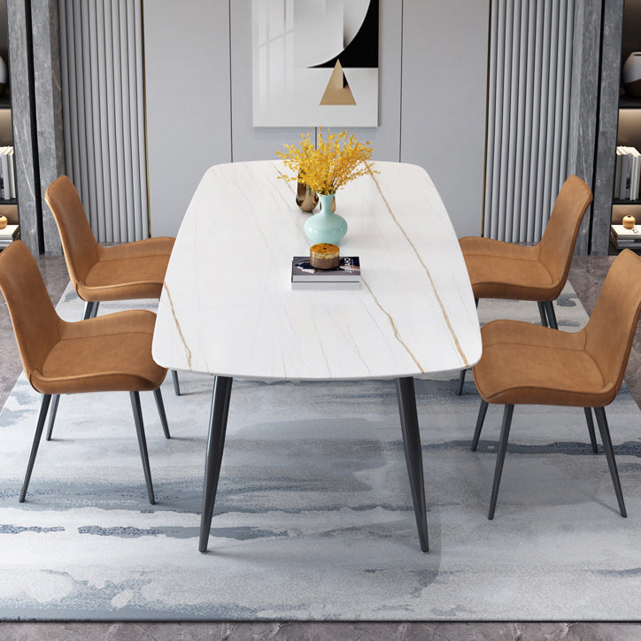 Industrial Home Sintered Stone Scratch Resistant Dining Table 4 Legs Base Rectangle Table Clearhalo ' dining_table' 'Dining Tables & Seating' 'Dining Tables' 'furn' 'furn_dining_table' 'Furniture' 'furniture_dining_table' 'Kitchen & Dining Furniture' 'kitchen&dining_furn' 'kitchen' 'kitchen_dining_table' 3958990