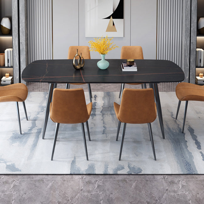 Industrial Home Sintered Stone Scratch Resistant Dining Table 4 Legs Base Rectangle Table Clearhalo ' dining_table' 'Dining Tables & Seating' 'Dining Tables' 'furn' 'furn_dining_table' 'Furniture' 'furniture_dining_table' 'Kitchen & Dining Furniture' 'kitchen&dining_furn' 'kitchen' 'kitchen_dining_table' 3958991