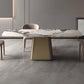 Metal Traditional Luxury Rectangle Table Sintered Stone Indoor Table with Pedestal Base Clearhalo ' dining_table' 'Dining Tables & Seating' 'Dining Tables' 'furn' 'furn_dining_table' 'Furniture' 'furniture_dining_table' 'Kitchen & Dining Furniture' 'kitchen&dining_furn' 'kitchen' 'kitchen_dining_table' 3959007