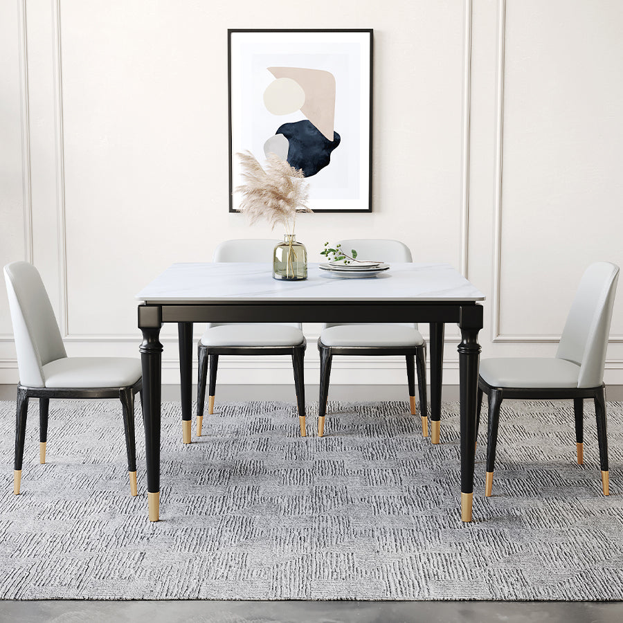 Stone Dining Site Table Industrial Style 4 Legs Dining Table for Kitchen Home Clearhalo ' dining_table' 'Dining Tables & Seating' 'Dining Tables' 'furn' 'furn_dining_table' 'Furniture' 'furniture_dining_table' 'Kitchen & Dining Furniture' 'kitchen&dining_furn' 'kitchen' 'kitchen_dining_table' 3959027