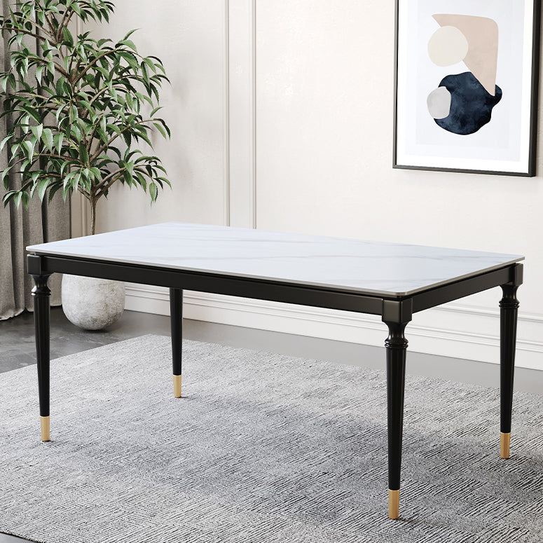 Stone Dining Site Table Industrial Style 4 Legs Dining Table for Kitchen Home Clearhalo ' dining_table' 'Dining Tables & Seating' 'Dining Tables' 'furn' 'furn_dining_table' 'Furniture' 'furniture_dining_table' 'Kitchen & Dining Furniture' 'kitchen&dining_furn' 'kitchen' 'kitchen_dining_table' 3959035