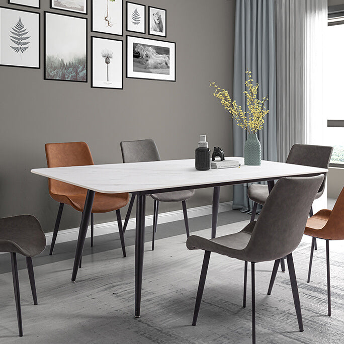 Rectangle Two-Color Dining Table Sintered Stone Table Industrial with 4 Legs Clearhalo ' dining_table' 'Dining Tables & Seating' 'Dining Tables' 'furn' 'furn_dining_table' 'Furniture' 'furniture_dining_table' 'Kitchen & Dining Furniture' 'kitchen&dining_furn' 'kitchen' 'kitchen_dining_table' 3959045