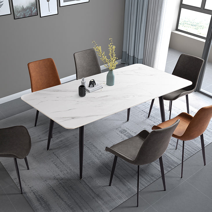 Rectangle Two-Color Dining Table Sintered Stone Table Industrial with 4 Legs Clearhalo ' dining_table' 'Dining Tables & Seating' 'Dining Tables' 'furn' 'furn_dining_table' 'Furniture' 'furniture_dining_table' 'Kitchen & Dining Furniture' 'kitchen&dining_furn' 'kitchen' 'kitchen_dining_table' 3959047