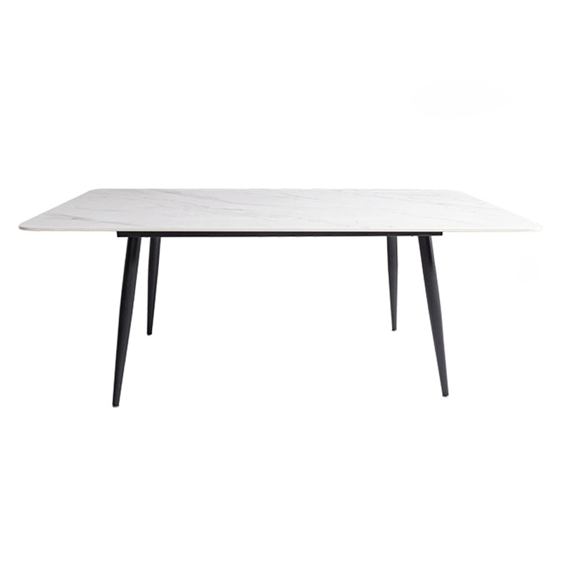 Rectangle Two-Color Dining Table Sintered Stone Table Industrial with 4 Legs White Without Chairs Clearhalo ' dining_table' 'Dining Tables & Seating' 'Dining Tables' 'furn' 'furn_dining_table' 'Furniture' 'furniture_dining_table' 'Kitchen & Dining Furniture' 'kitchen&dining_furn' 'kitchen' 'kitchen_dining_table' 3959049