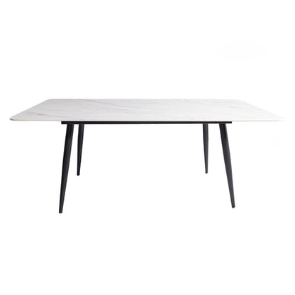 Rectangle Two-Color Dining Table Sintered Stone Table Industrial with 4 Legs White Without Chairs Clearhalo ' dining_table' 'Dining Tables & Seating' 'Dining Tables' 'furn' 'furn_dining_table' 'Furniture' 'furniture_dining_table' 'Kitchen & Dining Furniture' 'kitchen&dining_furn' 'kitchen' 'kitchen_dining_table' 3959049