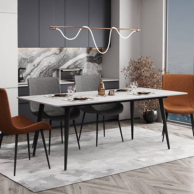 Rectangle Two-Color Dining Table Sintered Stone Table Industrial with 4 Legs Clearhalo ' dining_table' 'Dining Tables & Seating' 'Dining Tables' 'furn' 'furn_dining_table' 'Furniture' 'furniture_dining_table' 'Kitchen & Dining Furniture' 'kitchen&dining_furn' 'kitchen' 'kitchen_dining_table' 3959056