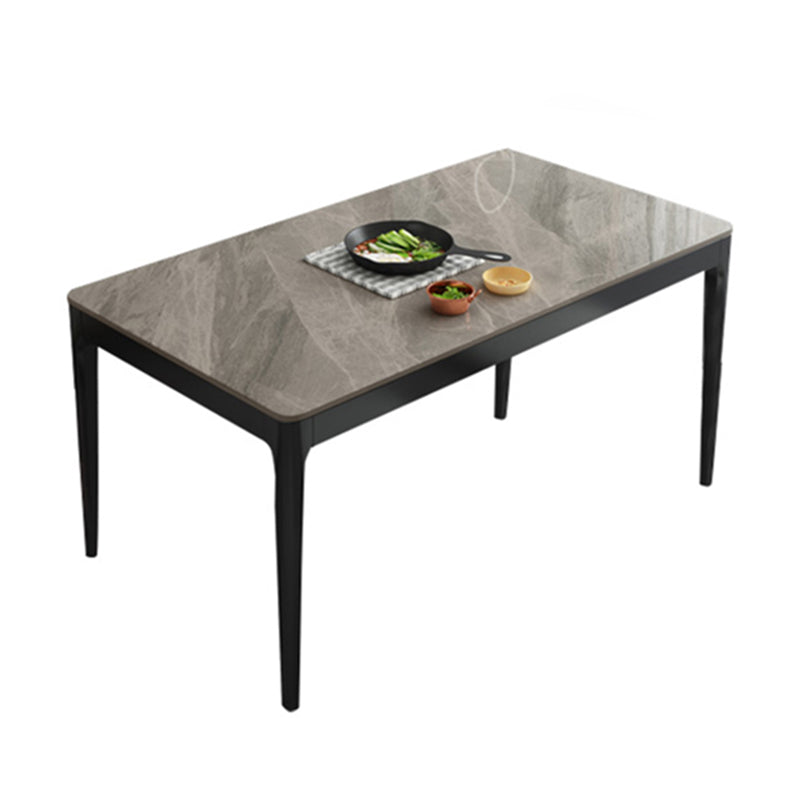 Modern Style 4 Legs Dining Table Three-Color Fixed Table of Sintered Stone Gray Without Chairs Clearhalo ' dining_table' 'Dining Tables & Seating' 'Dining Tables' 'furn' 'furn_dining_table' 'Furniture' 'furniture_dining_table' 'Kitchen & Dining Furniture' 'kitchen&dining_furn' 'kitchen' 'kitchen_dining_table' 3959068
