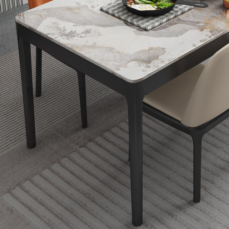 Modern Style 4 Legs Dining Table Three-Color Fixed Table of Sintered Stone Clearhalo ' dining_table' 'Dining Tables & Seating' 'Dining Tables' 'furn' 'furn_dining_table' 'Furniture' 'furniture_dining_table' 'Kitchen & Dining Furniture' 'kitchen&dining_furn' 'kitchen' 'kitchen_dining_table' 3959069