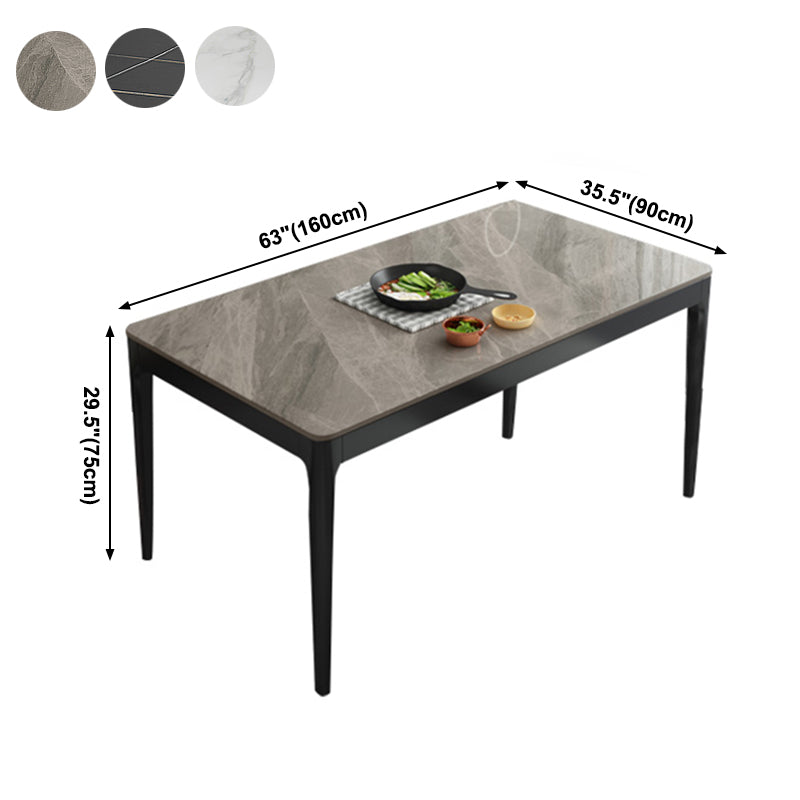 Modern Style 4 Legs Dining Table Three-Color Fixed Table of Sintered Stone Clearhalo ' dining_table' 'Dining Tables & Seating' 'Dining Tables' 'furn' 'furn_dining_table' 'Furniture' 'furniture_dining_table' 'Kitchen & Dining Furniture' 'kitchen&dining_furn' 'kitchen' 'kitchen_dining_table' 3959078