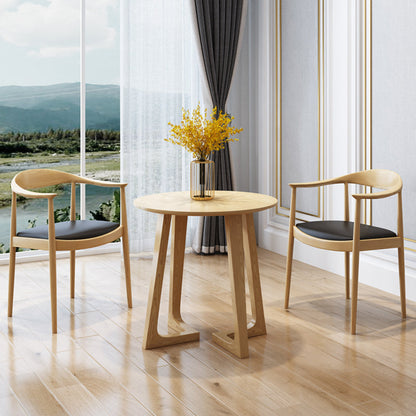 Round Double Pedestal Casual Dining Table Wood Color Fixed Table with Ashwood Solid Wood Natural Without Chairs Clearhalo ' dining_table' 'Dining Tables & Seating' 'Dining Tables' 'furn' 'furn_dining_table' 'Furniture' 'furniture_dining_table' 'Kitchen & Dining Furniture' 'kitchen&dining_furn' 'kitchen' 'kitchen_dining_table' 3959111