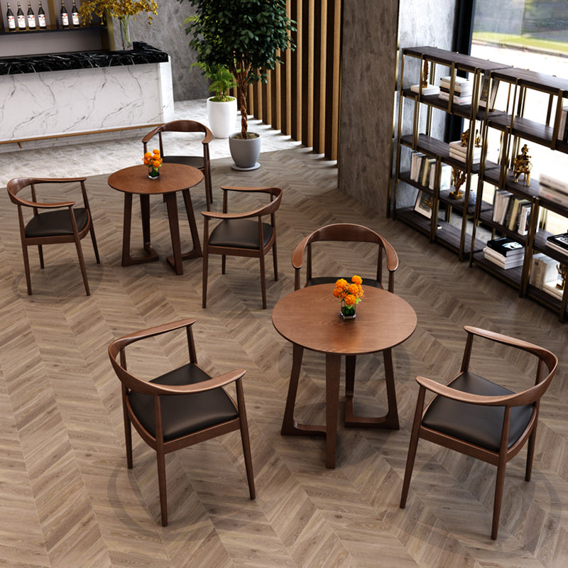 Round Double Pedestal Casual Dining Table Wood Color Fixed Table with Ashwood Solid Wood Clearhalo ' dining_table' 'Dining Tables & Seating' 'Dining Tables' 'furn' 'furn_dining_table' 'Furniture' 'furniture_dining_table' 'Kitchen & Dining Furniture' 'kitchen&dining_furn' 'kitchen' 'kitchen_dining_table' 3959113