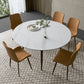 Modern Sintered Stone Dinner Table Round Table with Black Frame for Kitchen Clearhalo ' dining_table' 'Dining Tables & Seating' 'Dining Tables' 'furn' 'furn_dining_table' 'Furniture' 'furniture_dining_table' 'Kitchen & Dining Furniture' 'kitchen&dining_furn' 'kitchen' 'kitchen_dining_table' 3959123
