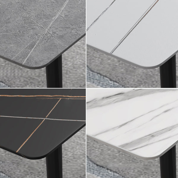 Modern Sintered Stone Dinner Table Round Table with Black Frame for Kitchen Clearhalo ' dining_table' 'Dining Tables & Seating' 'Dining Tables' 'furn' 'furn_dining_table' 'Furniture' 'furniture_dining_table' 'Kitchen & Dining Furniture' 'kitchen&dining_furn' 'kitchen' 'kitchen_dining_table' 3959130
