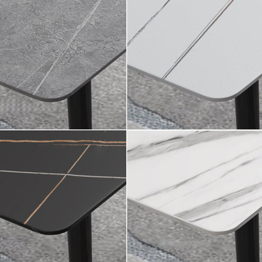 Modern Sintered Stone Dinner Table Round Table with Black Frame for Kitchen