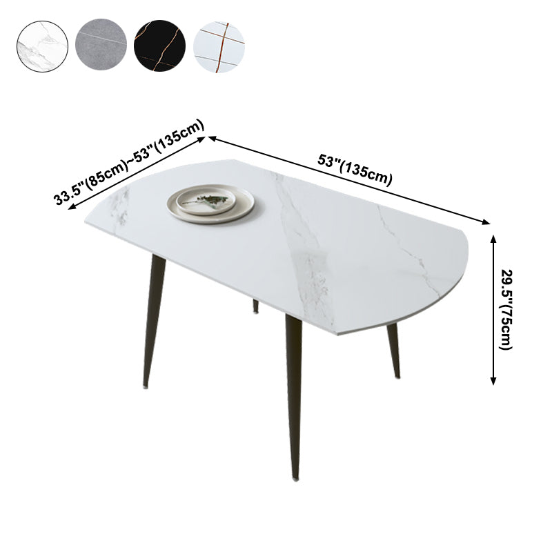 Modern Sintered Stone Dinner Table Round Table with Black Frame for Kitchen Clearhalo ' dining_table' 'Dining Tables & Seating' 'Dining Tables' 'furn' 'furn_dining_table' 'Furniture' 'furniture_dining_table' 'Kitchen & Dining Furniture' 'kitchen&dining_furn' 'kitchen' 'kitchen_dining_table' 3959131