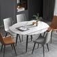 Modern Sintered Stone Dinner Table 51.18" Round Drop-Leaf Table with Black Frame Clearhalo ' dining_table' 'Dining Tables & Seating' 'Dining Tables' 'furn' 'furn_dining_table' 'Furniture' 'furniture_dining_table' 'Kitchen & Dining Furniture' 'kitchen&dining_furn' 'kitchen' 'kitchen_dining_table' 3959136