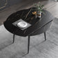 Modern Sintered Stone Dinner Table 51.18" Round Drop-Leaf Table with Black Frame Black Without Chairs Clearhalo ' dining_table' 'Dining Tables & Seating' 'Dining Tables' 'furn' 'furn_dining_table' 'Furniture' 'furniture_dining_table' 'Kitchen & Dining Furniture' 'kitchen&dining_furn' 'kitchen' 'kitchen_dining_table' 3959137