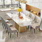Traditional Luxury Style Sintered Stone Dining Table Rectangle Table with Pedestal Base Pandora Gold Without Chairs Clearhalo ' dining_table' 'Dining Tables & Seating' 'Dining Tables' 'furn' 'furn_dining_table' 'Furniture' 'furniture_dining_table' 'Kitchen & Dining Furniture' 'kitchen&dining_furn' 'kitchen' 'kitchen_dining_table' 3959148