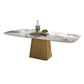 Traditional Luxury Style Sintered Stone Dining Table Rectangle Table with Pedestal Base Clearhalo ' dining_table' 'Dining Tables & Seating' 'Dining Tables' 'furn' 'furn_dining_table' 'Furniture' 'furniture_dining_table' 'Kitchen & Dining Furniture' 'kitchen&dining_furn' 'kitchen' 'kitchen_dining_table' 3959152