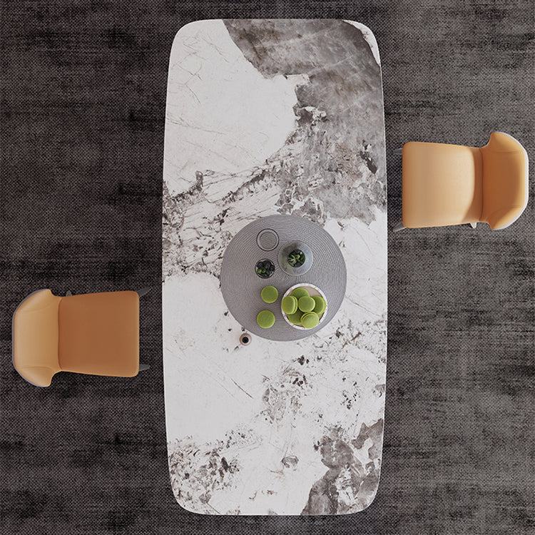 Traditional Luxury Style Sintered Stone Dining Table Rectangle Table with Pedestal Base Clearhalo ' dining_table' 'Dining Tables & Seating' 'Dining Tables' 'furn' 'furn_dining_table' 'Furniture' 'furniture_dining_table' 'Kitchen & Dining Furniture' 'kitchen&dining_furn' 'kitchen' 'kitchen_dining_table' 3959157