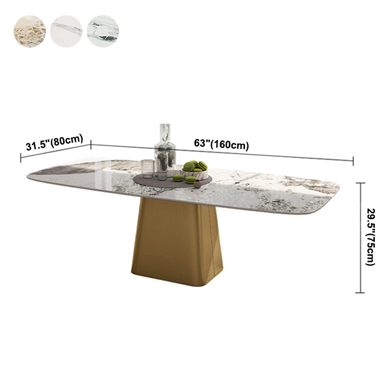 Traditional Luxury Style Sintered Stone Dining Table Rectangle Table with Pedestal Base Clearhalo ' dining_table' 'Dining Tables & Seating' 'Dining Tables' 'furn' 'furn_dining_table' 'Furniture' 'furniture_dining_table' 'Kitchen & Dining Furniture' 'kitchen&dining_furn' 'kitchen' 'kitchen_dining_table' 3959160