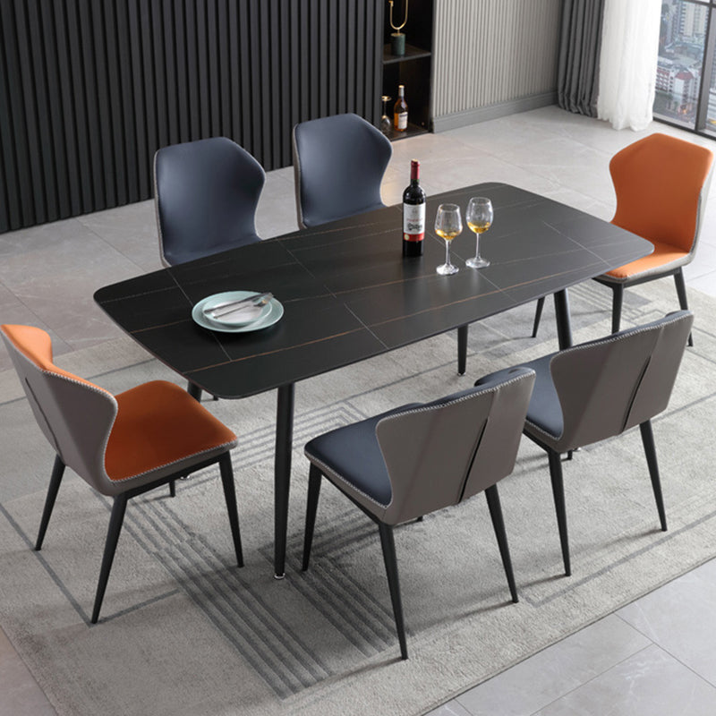 Industrial Standard Kitchen Dining Table Sintered Stone Rectangle Dining Table with 4 Legs Base Black Gold Without Chairs Clearhalo ' dining_table' 'Dining Tables & Seating' 'Dining Tables' 'furn' 'furn_dining_table' 'Furniture' 'furniture_dining_table' 'Kitchen & Dining Furniture' 'kitchen&dining_furn' 'kitchen' 'kitchen_dining_table' 3959163