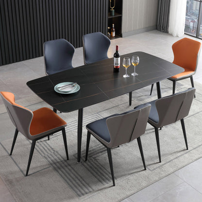Industrial Standard Kitchen Dining Table Sintered Stone Rectangle Dining Table with 4 Legs Base Black Gold Without Chairs Clearhalo ' dining_table' 'Dining Tables & Seating' 'Dining Tables' 'furn' 'furn_dining_table' 'Furniture' 'furniture_dining_table' 'Kitchen & Dining Furniture' 'kitchen&dining_furn' 'kitchen' 'kitchen_dining_table' 3959163
