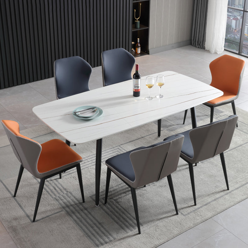 Industrial Standard Kitchen Dining Table Sintered Stone Rectangle Dining Table with 4 Legs Base White Gold Without Chairs Clearhalo ' dining_table' 'Dining Tables & Seating' 'Dining Tables' 'furn' 'furn_dining_table' 'Furniture' 'furniture_dining_table' 'Kitchen & Dining Furniture' 'kitchen&dining_furn' 'kitchen' 'kitchen_dining_table' 3959165