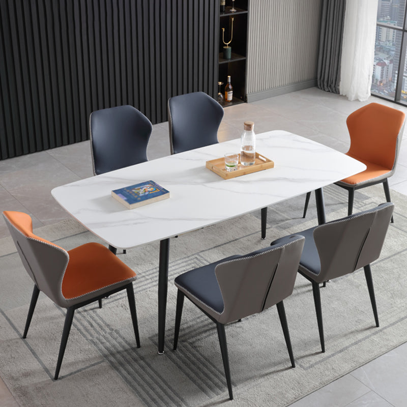 Industrial Standard Kitchen Dining Table Sintered Stone Rectangle Dining Table with 4 Legs Base Clearhalo ' dining_table' 'Dining Tables & Seating' 'Dining Tables' 'furn' 'furn_dining_table' 'Furniture' 'furniture_dining_table' 'Kitchen & Dining Furniture' 'kitchen&dining_furn' 'kitchen' 'kitchen_dining_table' 3959174