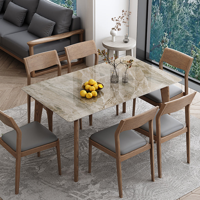 Industrial Sintered Stone Top Dining Table Rectangle Kitchen Dining Table with 4 Legs Base Gray Without Chairs Clearhalo ' dining_table' 'Dining Tables & Seating' 'Dining Tables' 'furn' 'furn_dining_table' 'Furniture' 'furniture_dining_table' 'Kitchen & Dining Furniture' 'kitchen&dining_furn' 'kitchen' 'kitchen_dining_table' 3959192