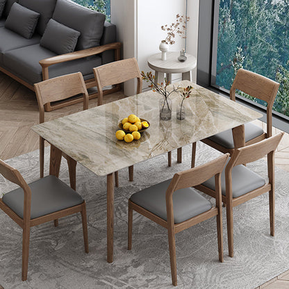 Industrial Sintered Stone Top Dining Table Rectangle Kitchen Dining Table with 4 Legs Base Gray Without Chairs Clearhalo ' dining_table' 'Dining Tables & Seating' 'Dining Tables' 'furn' 'furn_dining_table' 'Furniture' 'furniture_dining_table' 'Kitchen & Dining Furniture' 'kitchen&dining_furn' 'kitchen' 'kitchen_dining_table' 3959192