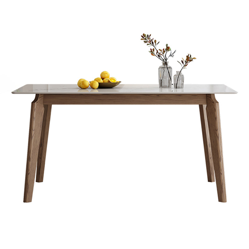Industrial Sintered Stone Top Dining Table Rectangle Kitchen Dining Table with 4 Legs Base White Without Chairs Clearhalo ' dining_table' 'Dining Tables & Seating' 'Dining Tables' 'furn' 'furn_dining_table' 'Furniture' 'furniture_dining_table' 'Kitchen & Dining Furniture' 'kitchen&dining_furn' 'kitchen' 'kitchen_dining_table' 3959196