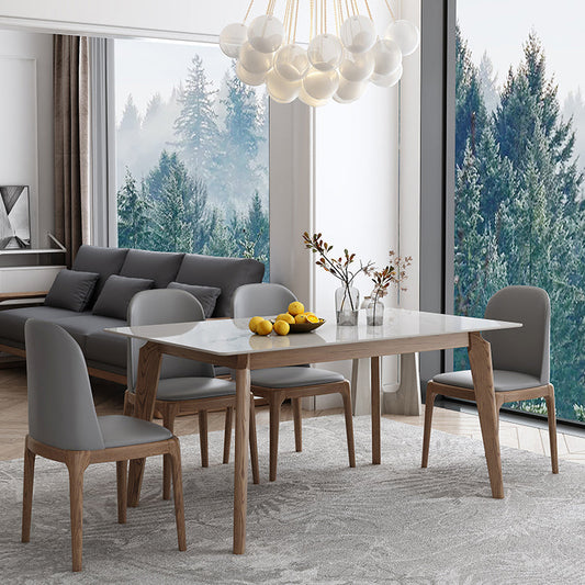 Industrial Sintered Stone Top Dining Table Rectangle Kitchen Dining Table with 4 Legs Base