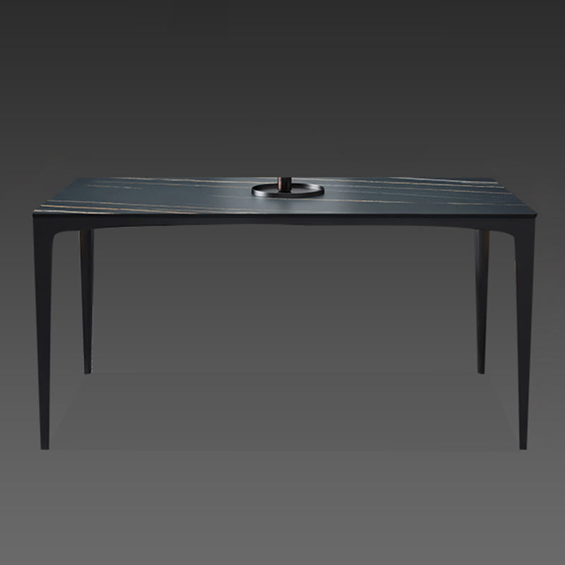 Metal Industrial Rectangle Dining Table Sintered Stone Table for Dining Room Black Without Chairs Clearhalo ' dining_table' 'Dining Tables & Seating' 'Dining Tables' 'furn' 'furn_dining_table' 'Furniture' 'furniture_dining_table' 'Kitchen & Dining Furniture' 'kitchen&dining_furn' 'kitchen' 'kitchen_dining_table' 3959213